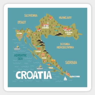 Croatia illustrated map Sticker